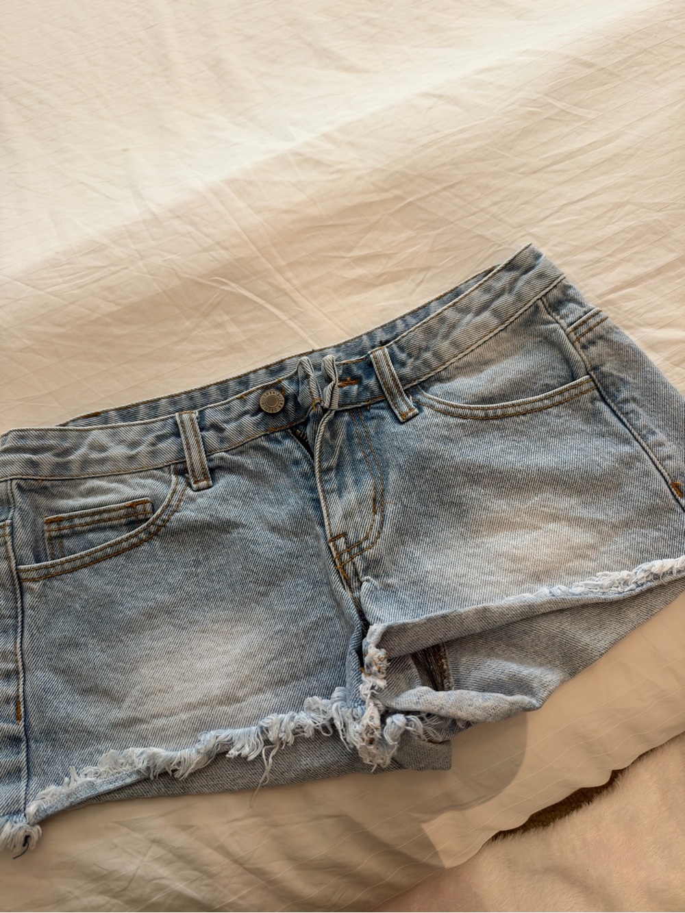 Brandy Melville Light Blue Distressed Denim Shorts
